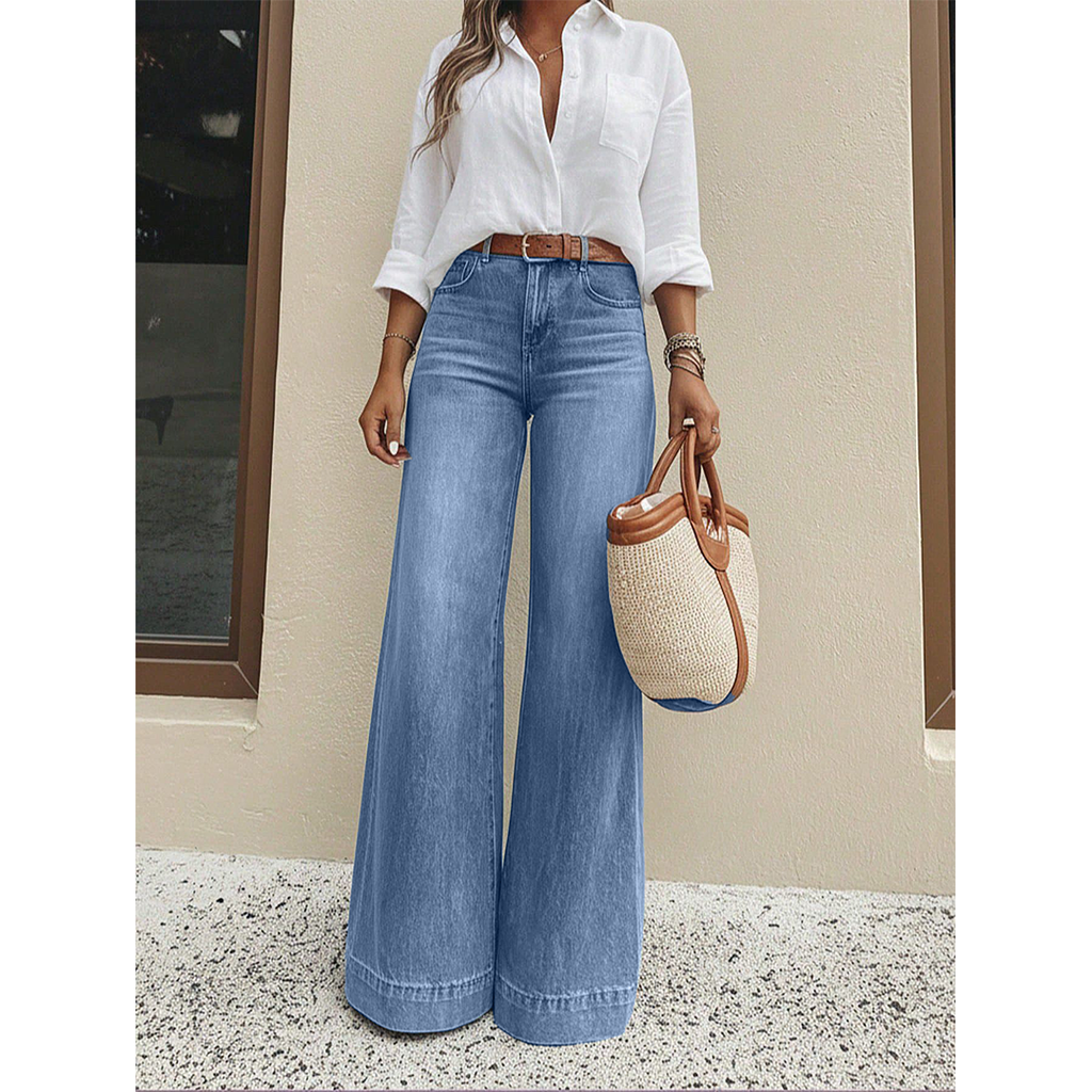 Vintage Washed Wide-Leg Loose Slimming Jeans XYK069