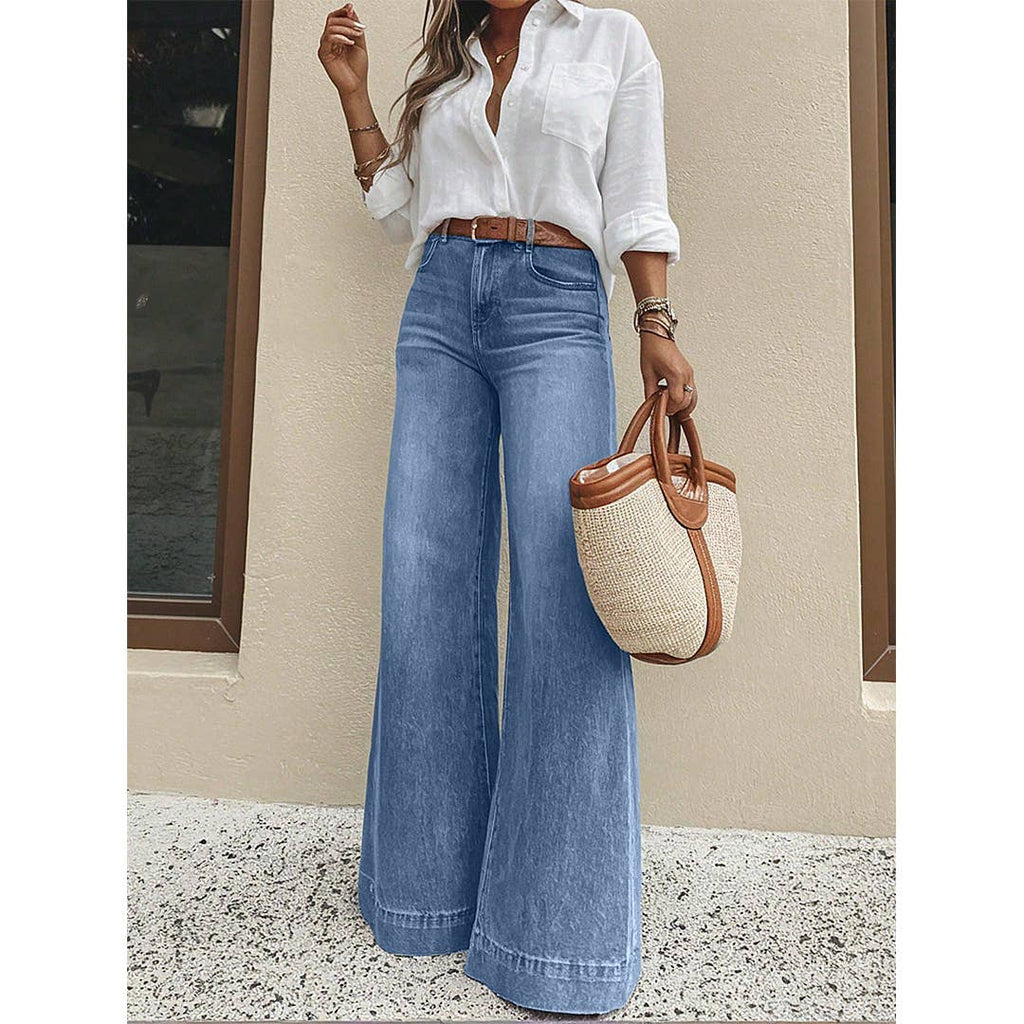 Vintage Washed Wide-Leg Loose Slimming Jeans XYK069