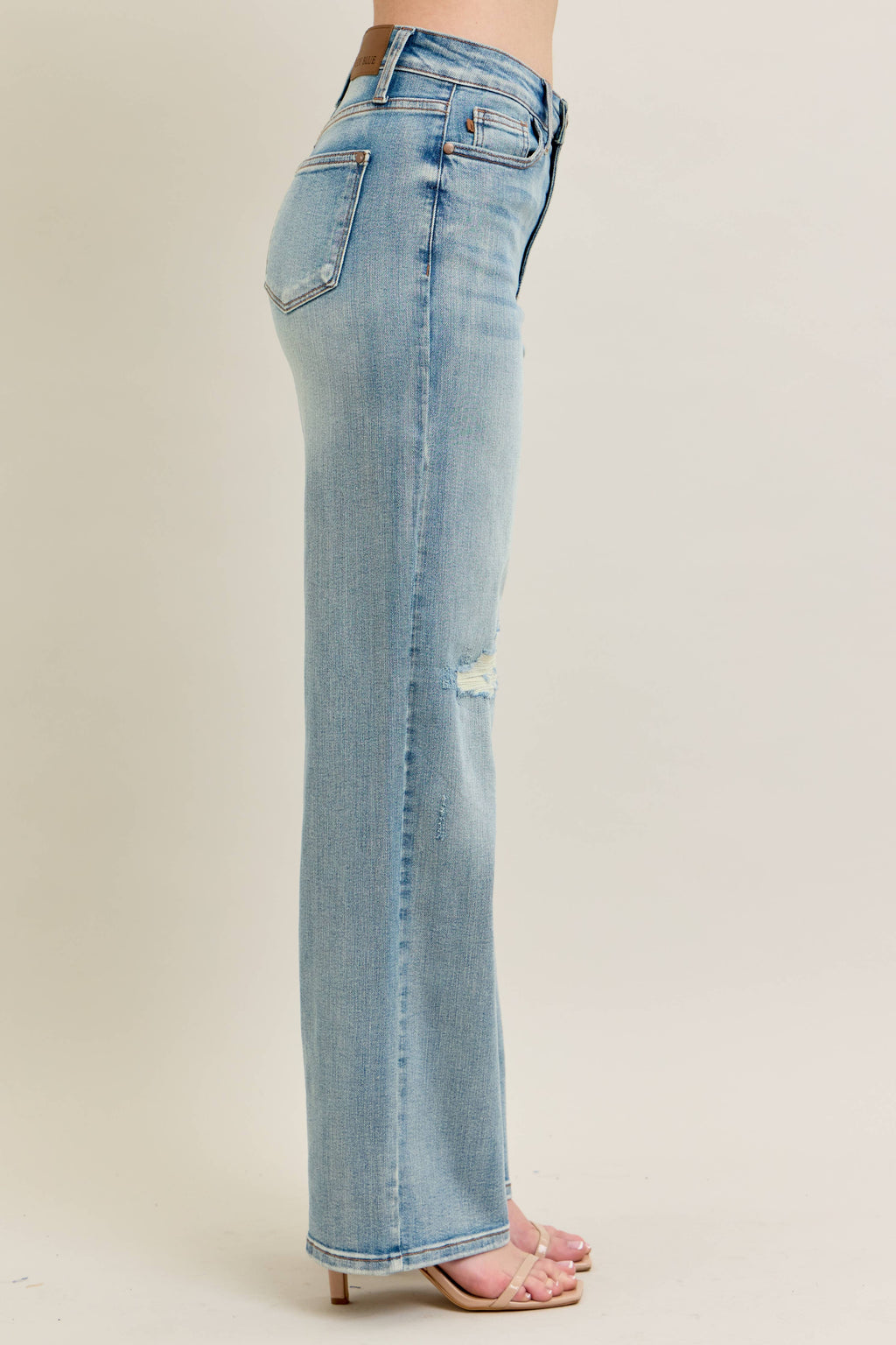 High Waisted Distressed & Knee Patch Straight