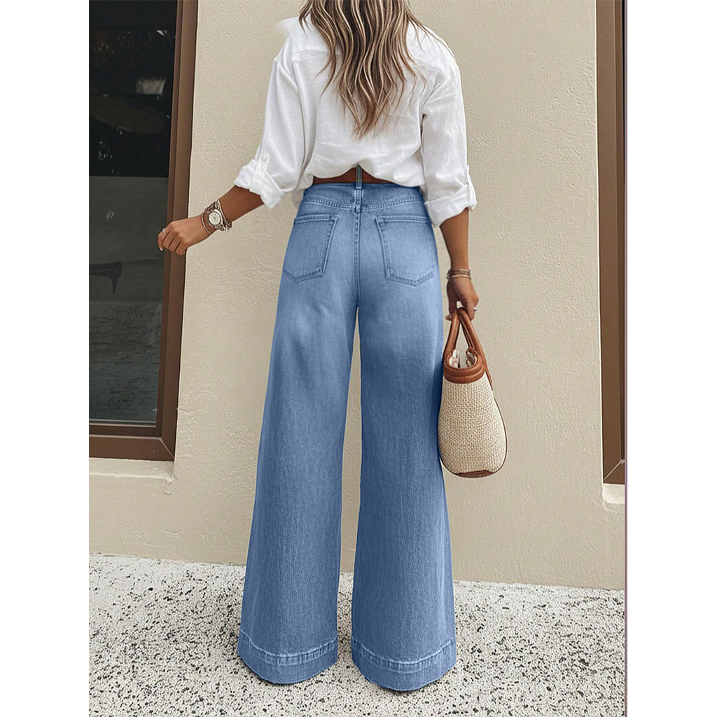 Vintage Washed Wide-Leg Loose Slimming Jeans XYK069