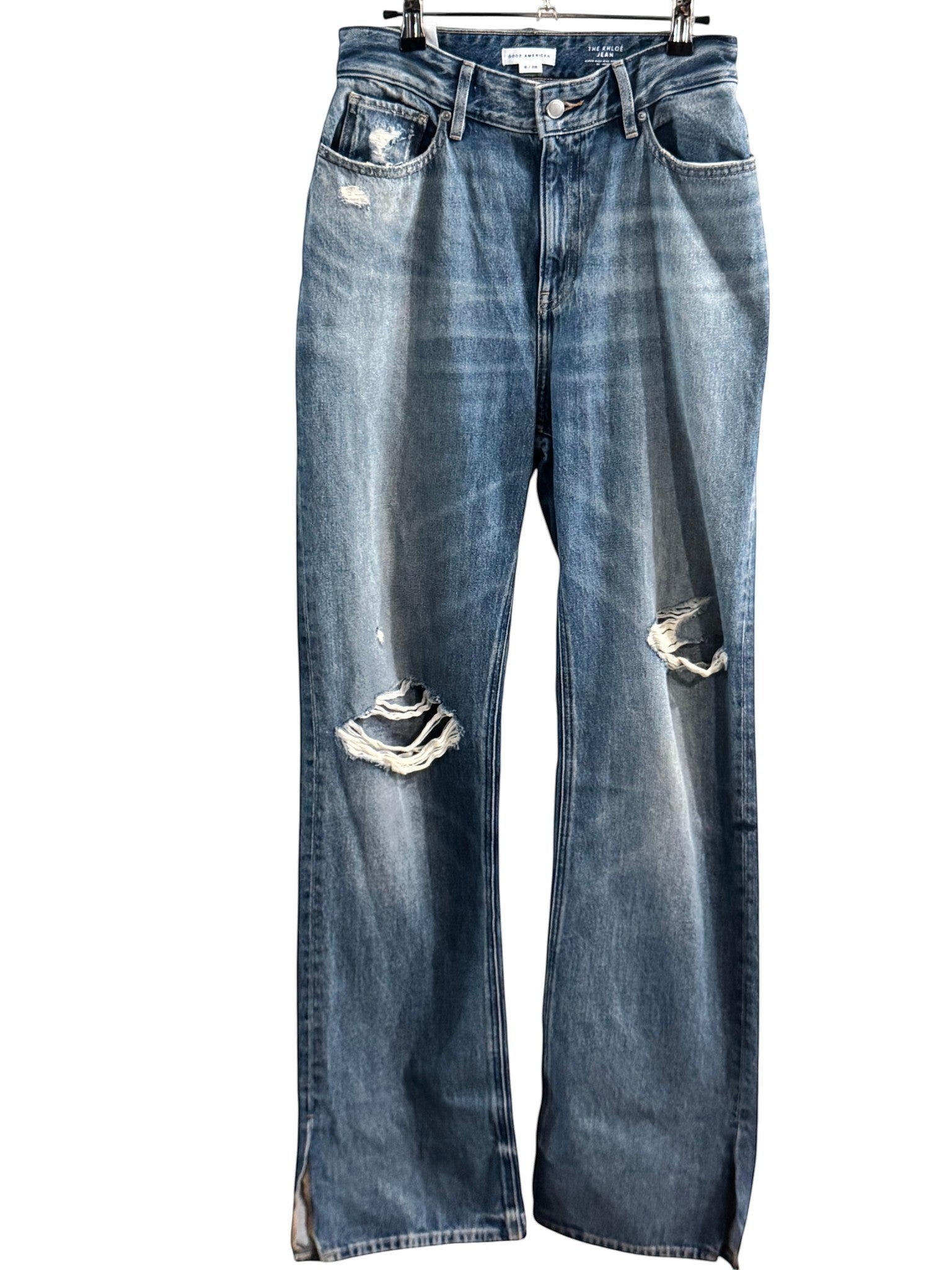 Good American The Khloe Jean Super High Rise Straight Distressed