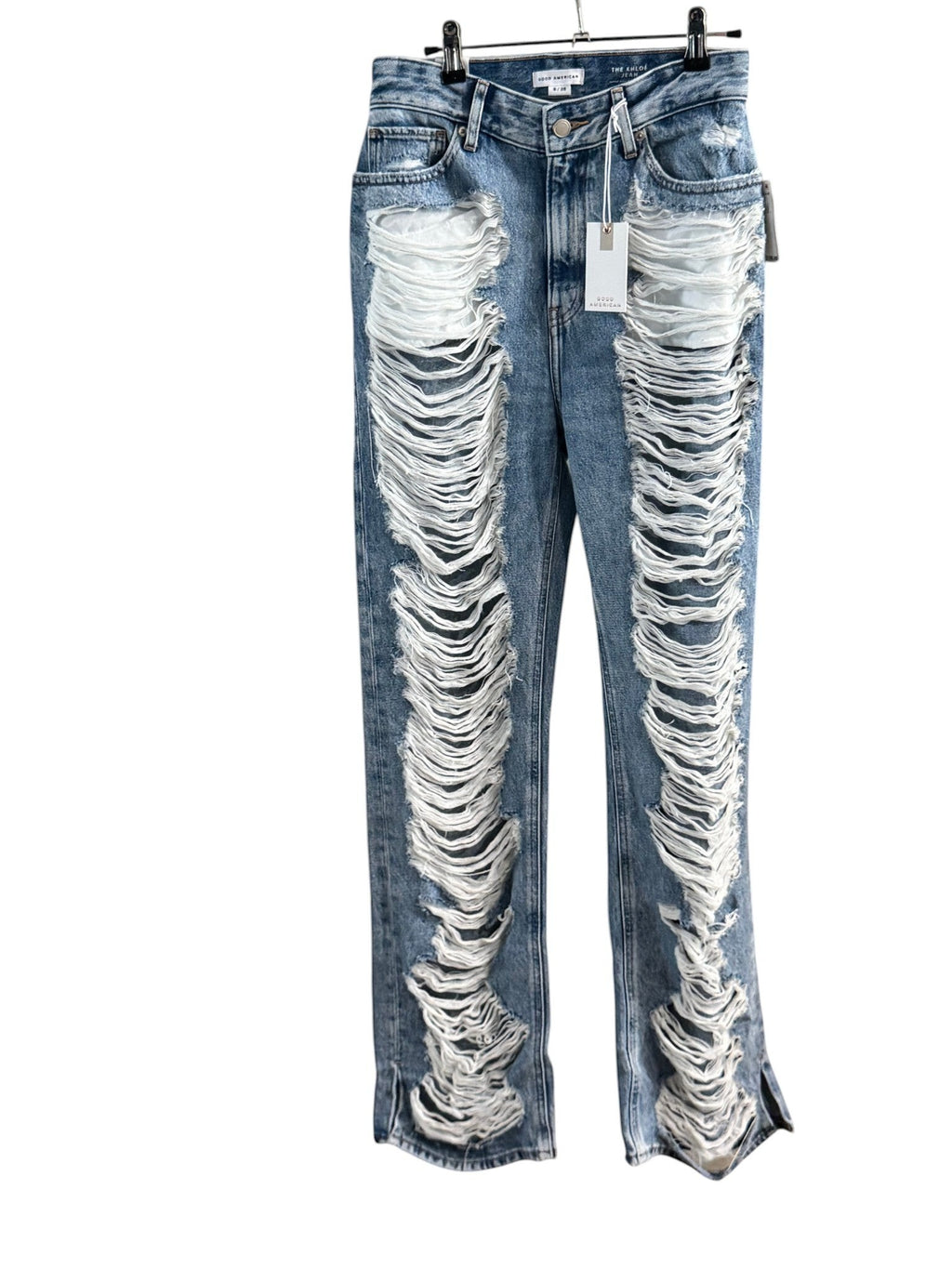 Good American The Khloe Jean Super High Rise Straight Super Distressed