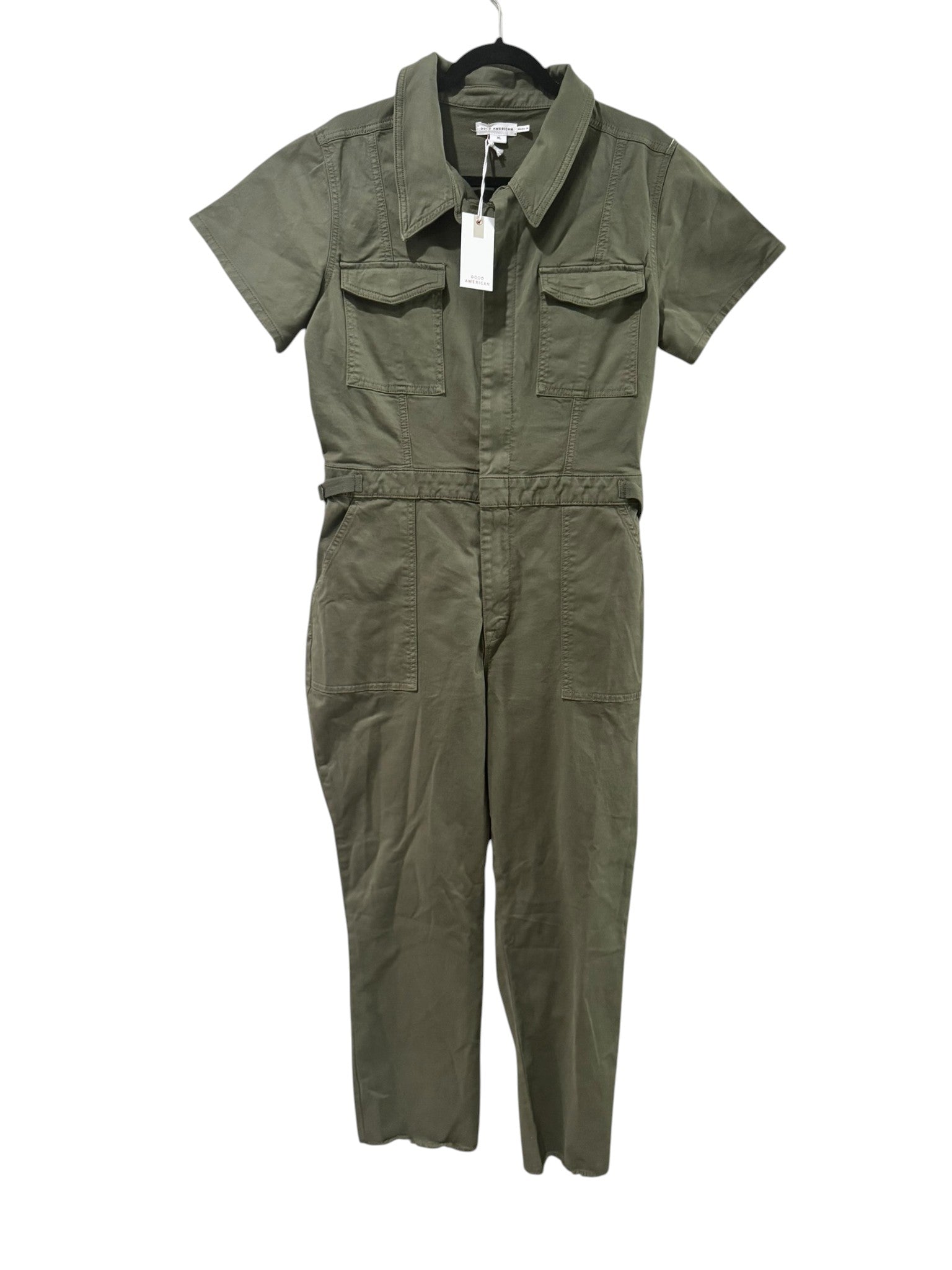Good American Cargo Jumpsuit Frayed Hem