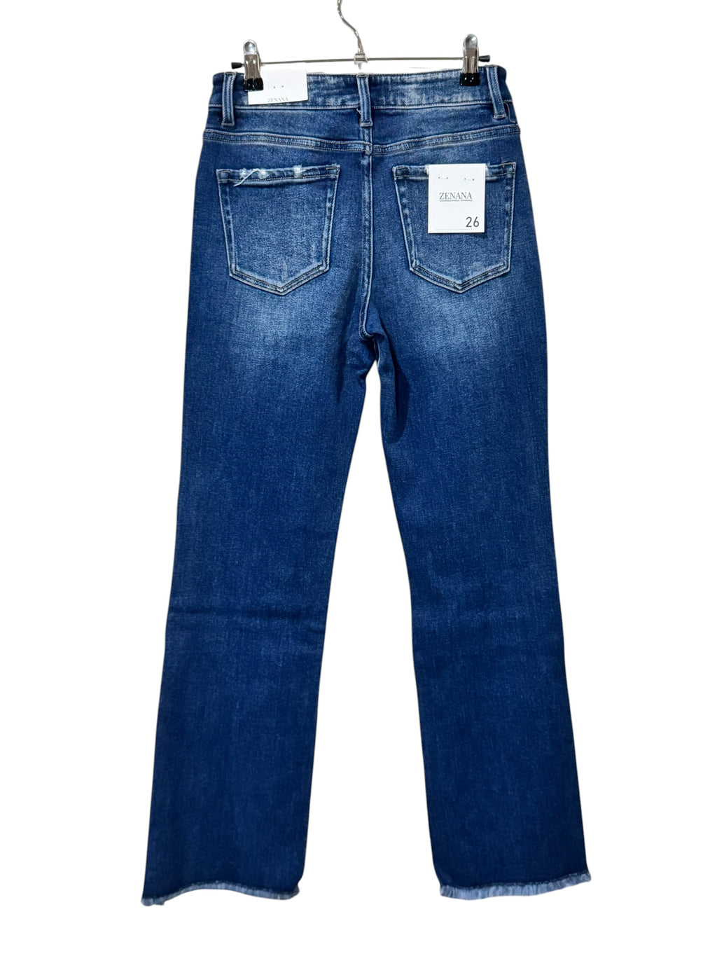 ZENANA Straight Leg Raw Hem Distressed Jeans