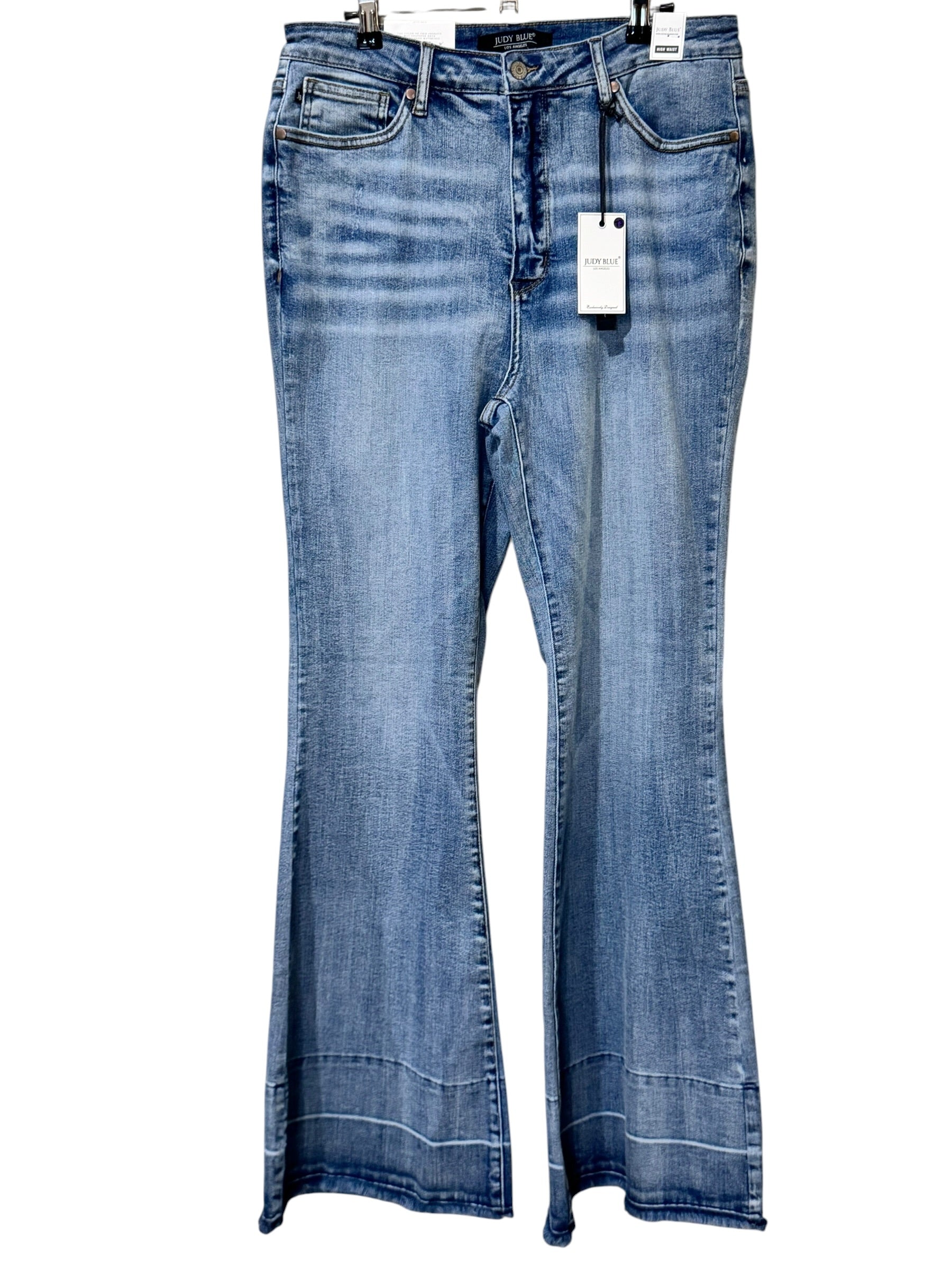 Judy Blue High Waist Flare Raw Hem Jeans