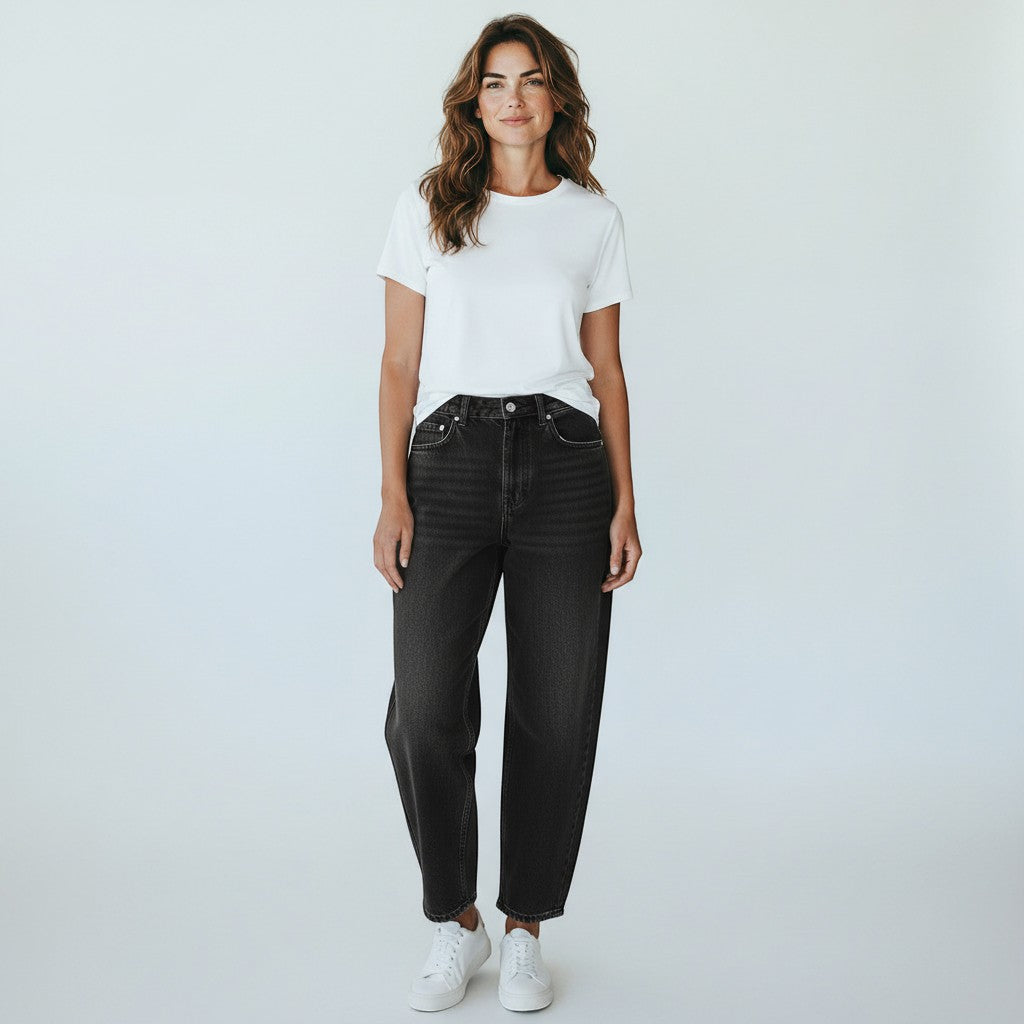 Cali's Closet Boutique Judy Blue Marlow black denim arc leg high waist jeans, size 5.